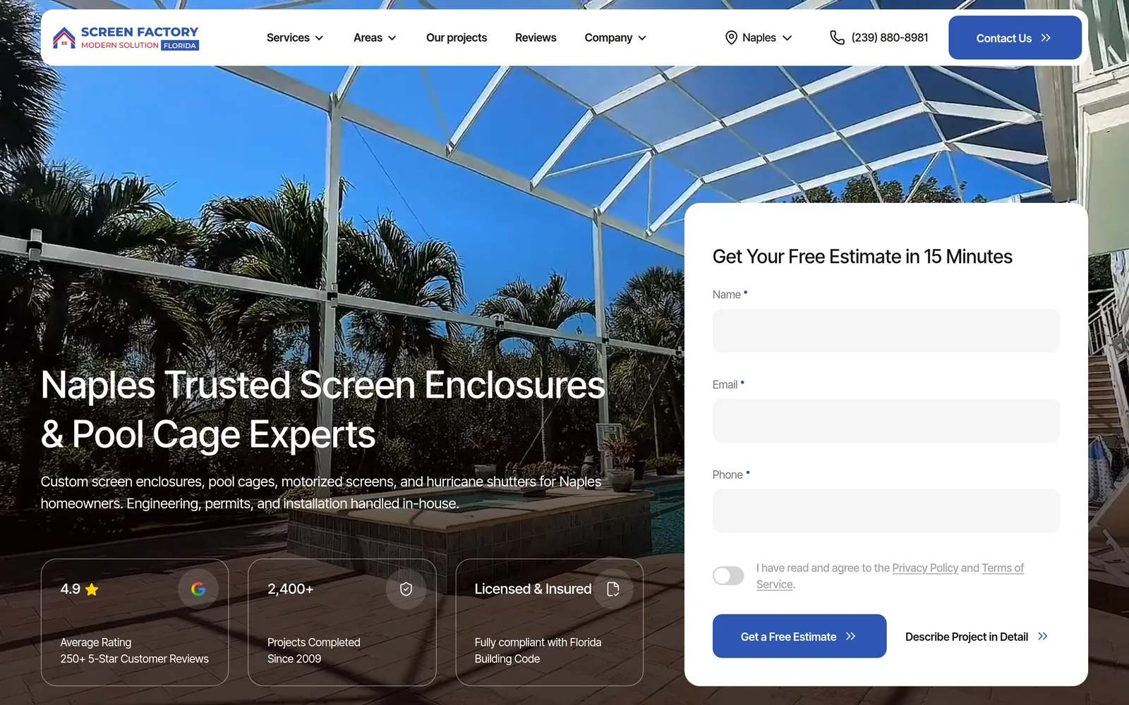 City page for Naples on the rebuilt site: one canonical page per service per city