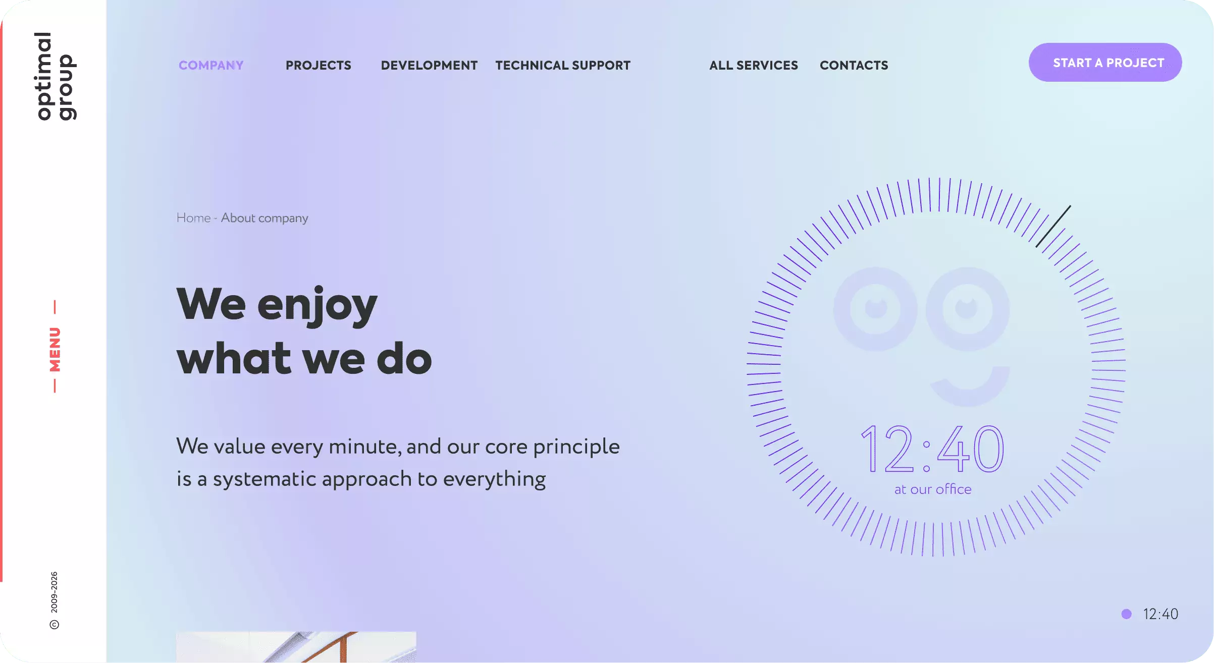Optimal Group website time-based content demo