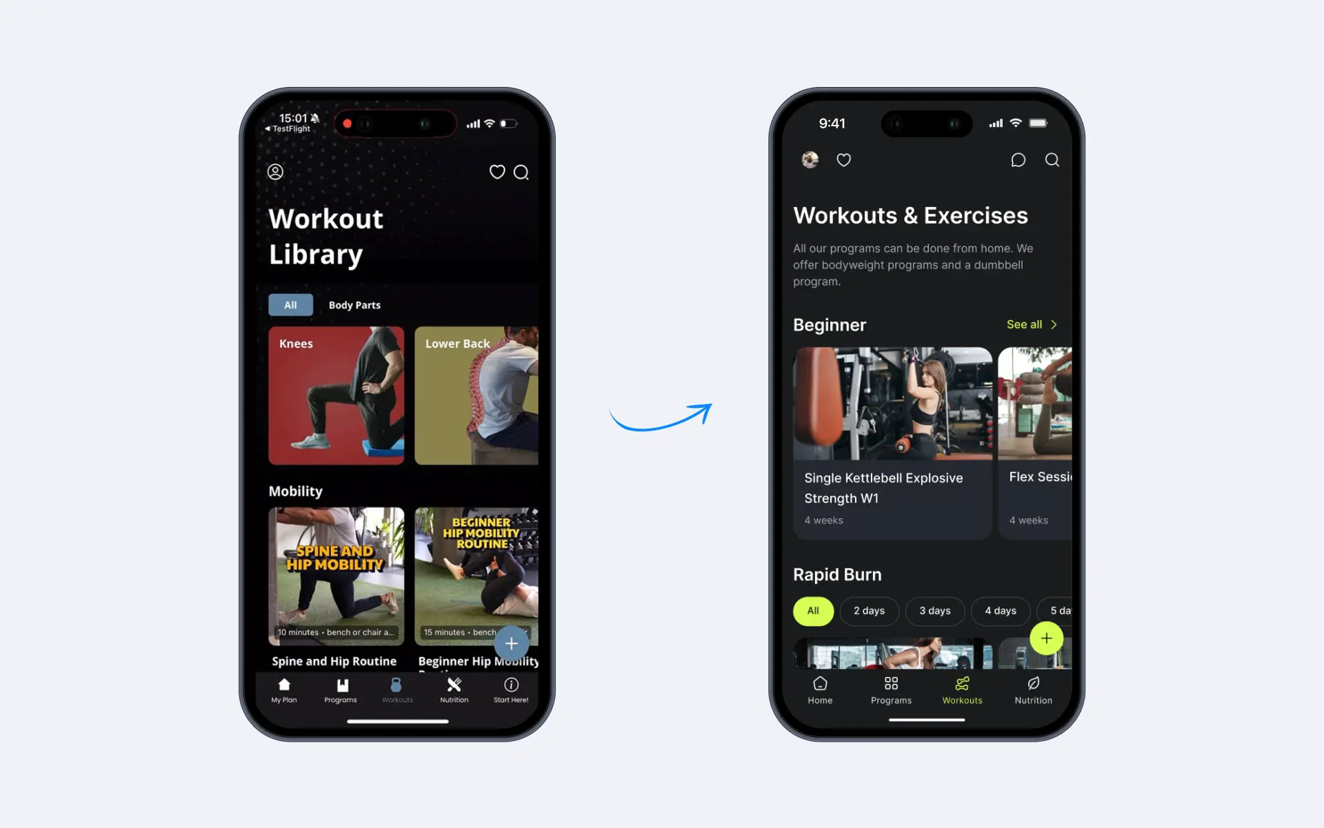 Ymove fitness app before-after