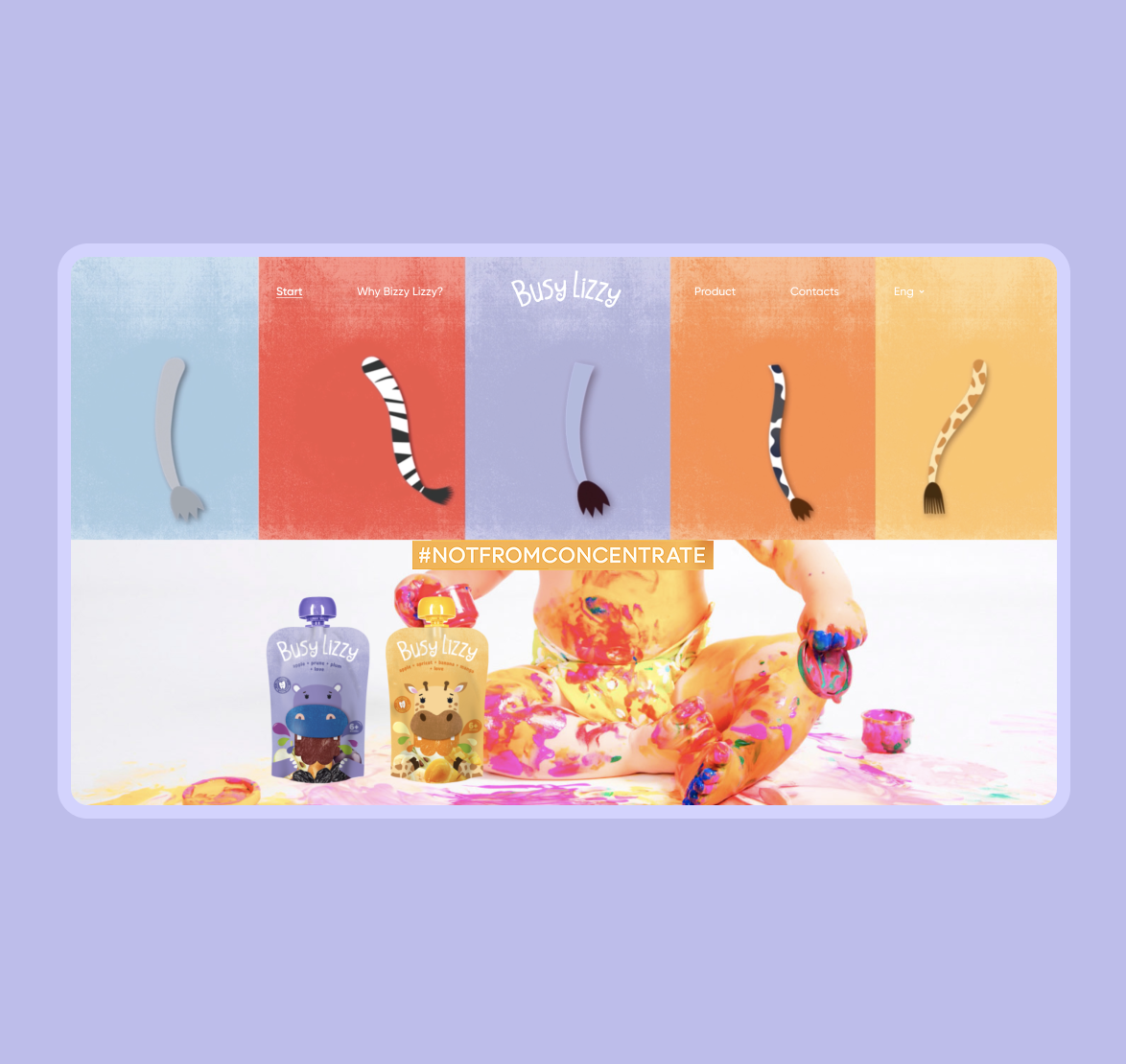 A colorful catalog website for natural baby food