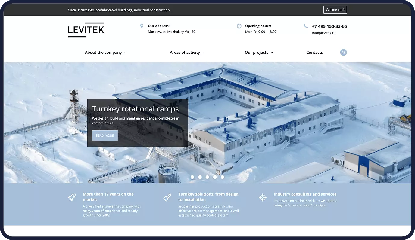 Levitek project case study screenshot in English