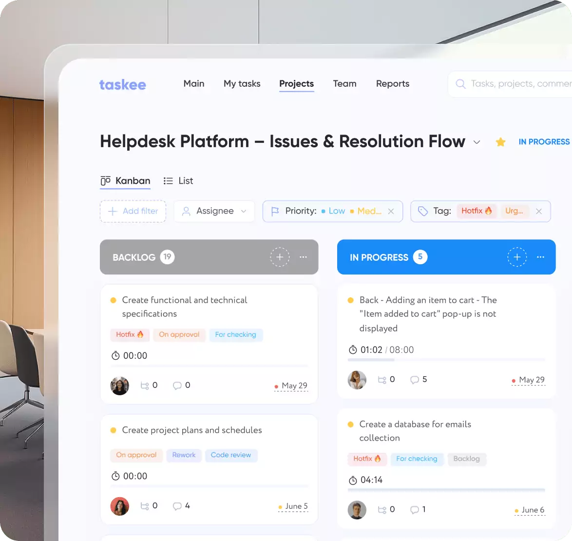 screen of taskee app